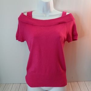 Vintage Tangents Cold Shoulder Ribbed Sweater Top